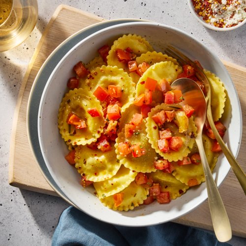 Pumpkin Truffle Girasoli with Rosemary Bruschetta