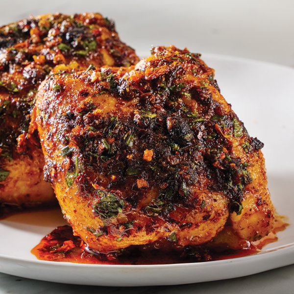 Roasted Chicken Thighs with Herb Chili Crisp