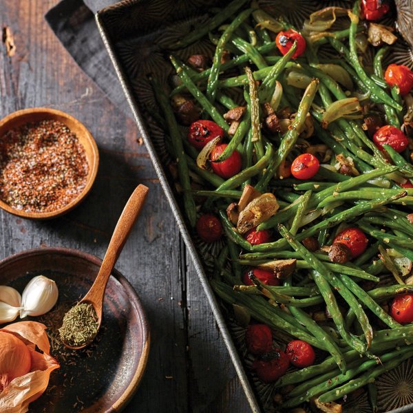 Roasted Green Beans with Mushrooms