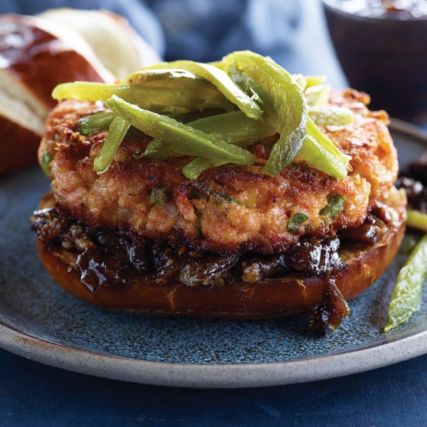 Roasted Jalapeño Salmon Burger