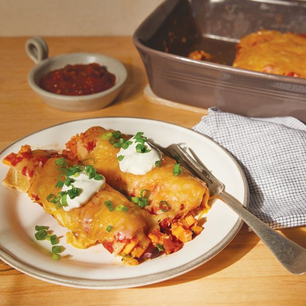 Roasted Sweet Potato and Black Bean Enchiladas