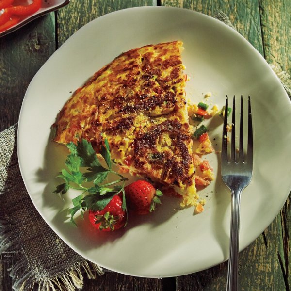 Roasted Vegetable and Smoked Salmon  Frittata