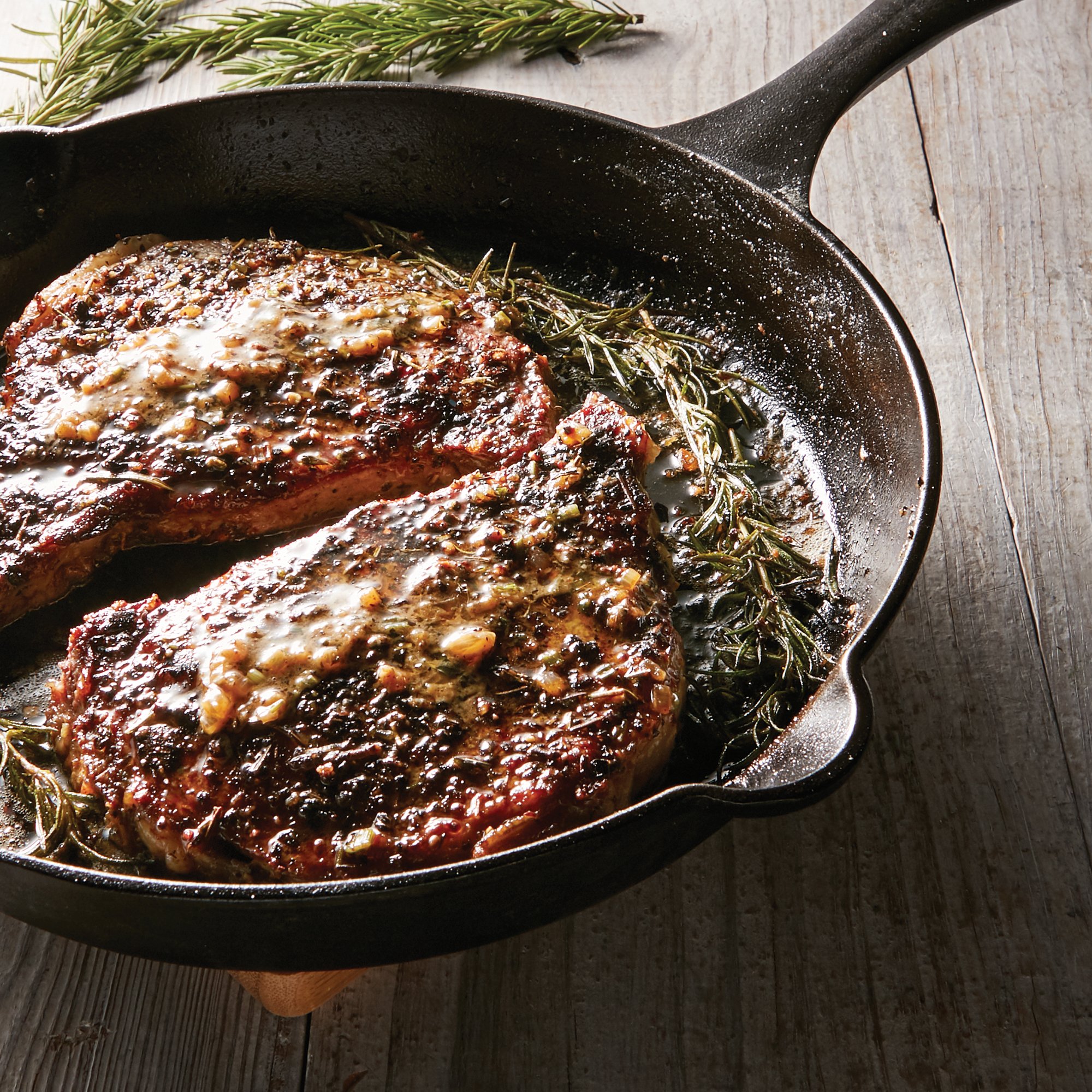 Rosemary Pan Roasted Ribeyes Recipe from H-E-B