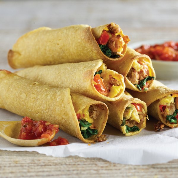 Sausage and Spinach Breakfast Taquitos