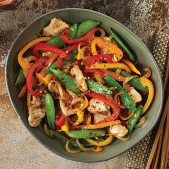 Sautéed Chicken, Peppers and Peas