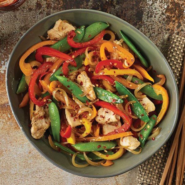 Sautéed Chicken, Peppers and Peas