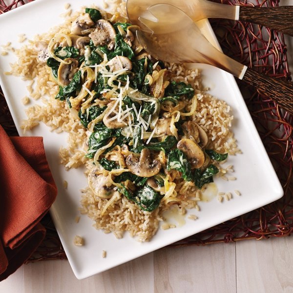 Sautéed Spinach and Mushroom with Caramelized Onions