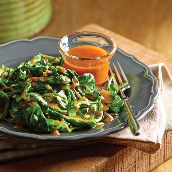 Sautéed Spinach with Warm French Dressing