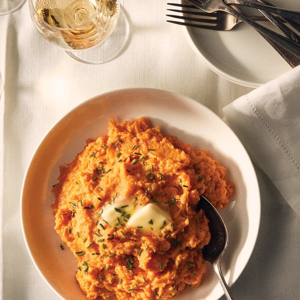 Savory Mashed Sweet Potatoes with Thyme and Mascarpone