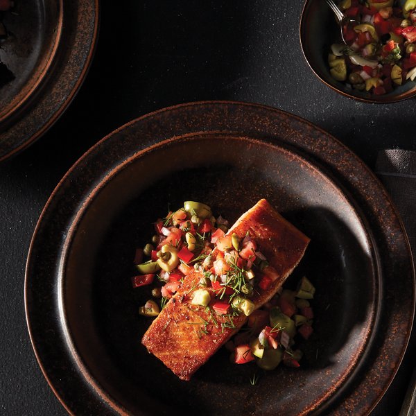 Seared Salmon with Pickled Veracruz Style Salsa