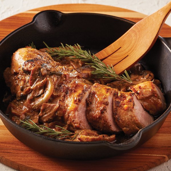 Skillet Roasted Pork Tenderloin with Mushroom Red Wine Sauce