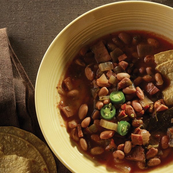 Slow Cooker Charro Style Beans with Ham