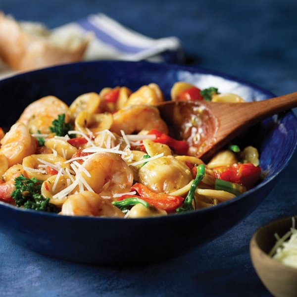 Spicy One Pot Shrimp with Orecchiette