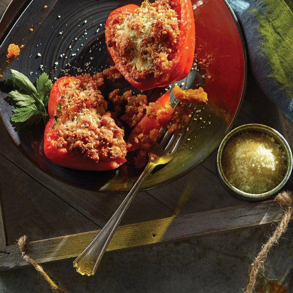 Spicy Pumpkin and Italian Sausage Stuffed Peppers