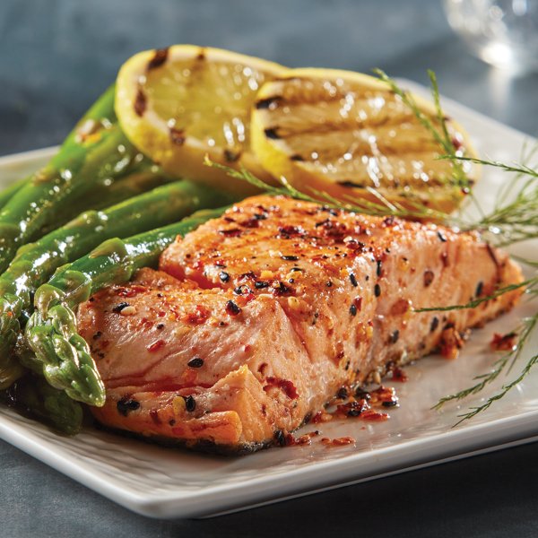 Sriracha Crusted Salmon and Asparagus