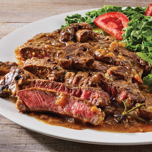 Steaks with Red Wine Mushroom Pan Sauce