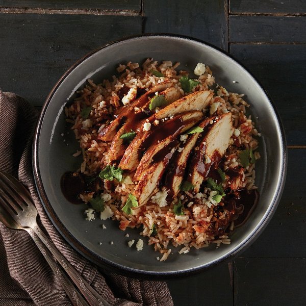 Stewed Chicken in Mole with Spanish Rice