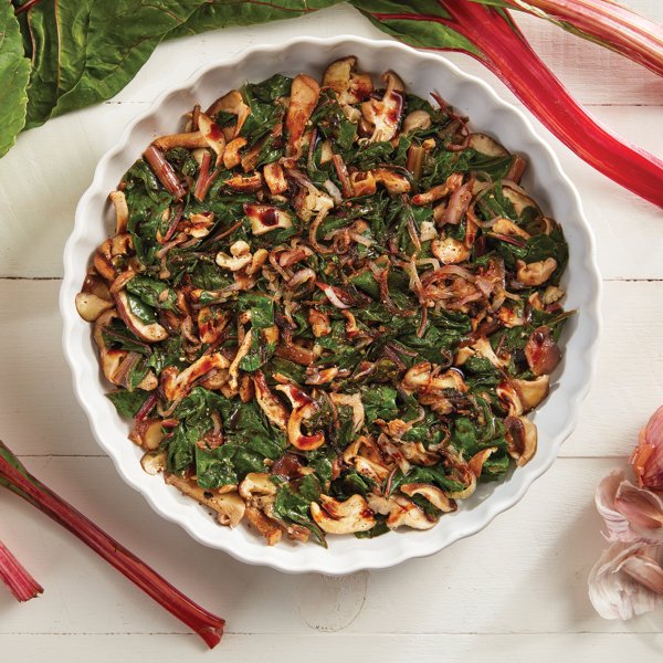 Swiss Chard with Glazed Shiitake Mushrooms