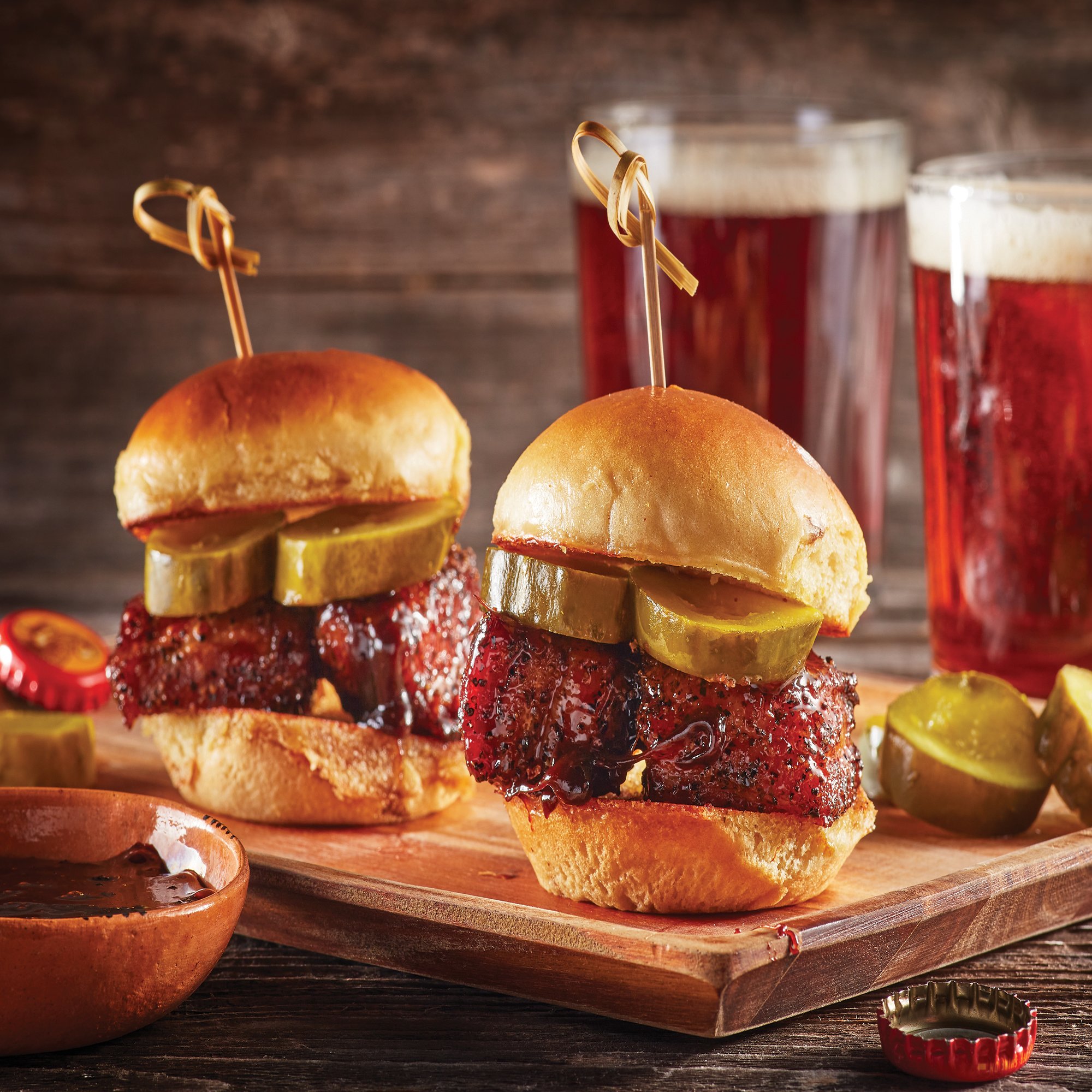 Texas Whisky Pork Belly Burnt End Sliders Recipe from HEB