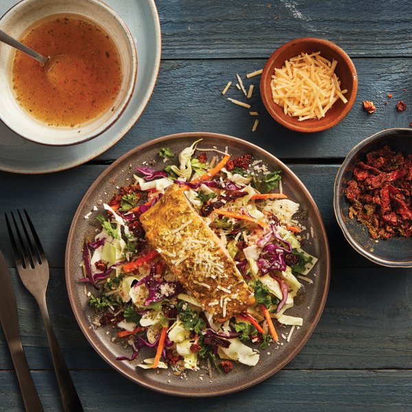 Tuscan Salad with Pesto Salmon