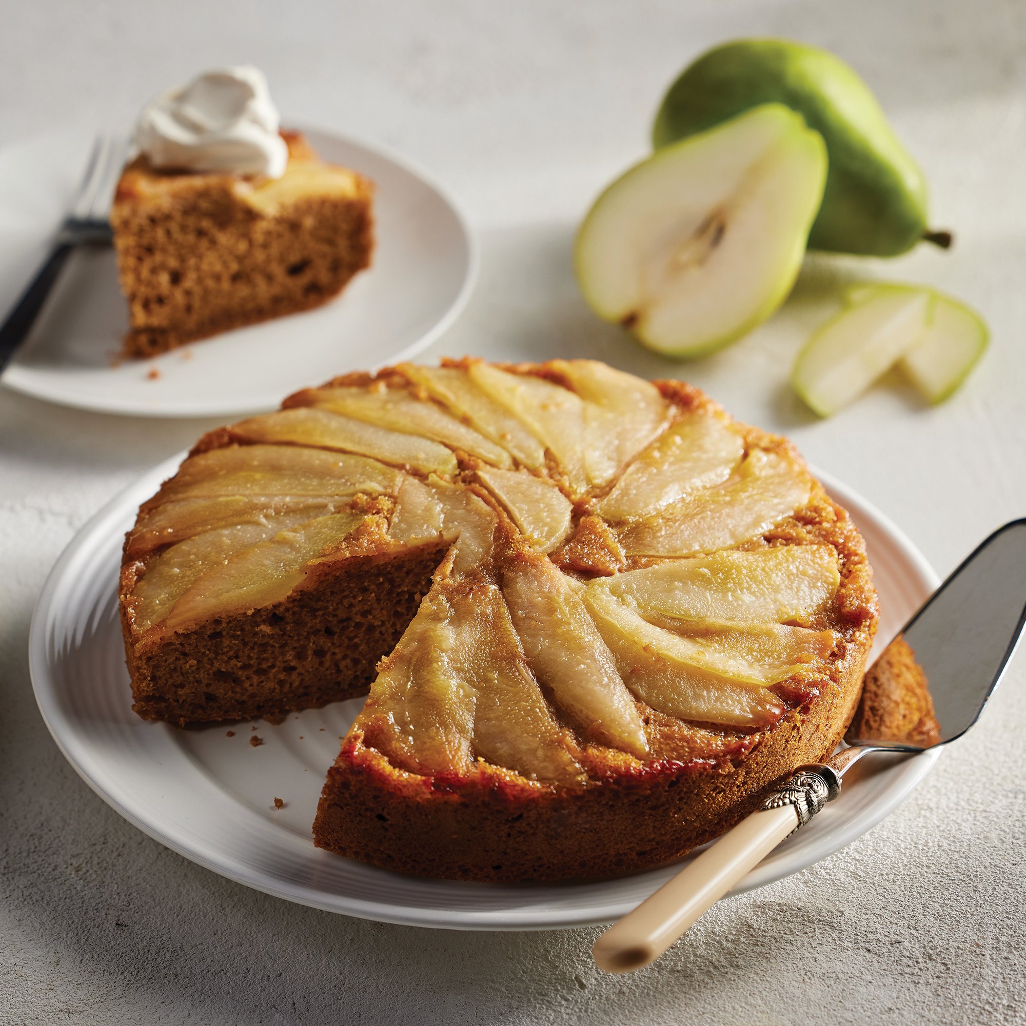 Upside Down Pear Spice Cake Recipe from H-E-B