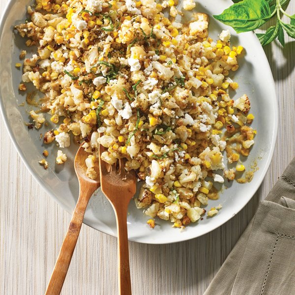 Warm Cauliflower & Corn Salad with Basil