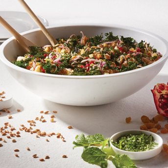 Warm Winter Farro Salad with Opal and Pomegranate