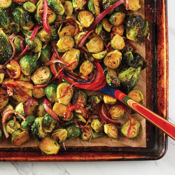 Whiskey Glazed Charred Brussels Sprouts