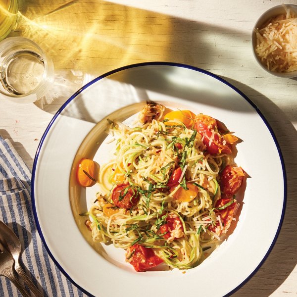 Zucchini Noodles with Fresh Pecorino Tomato Sauce