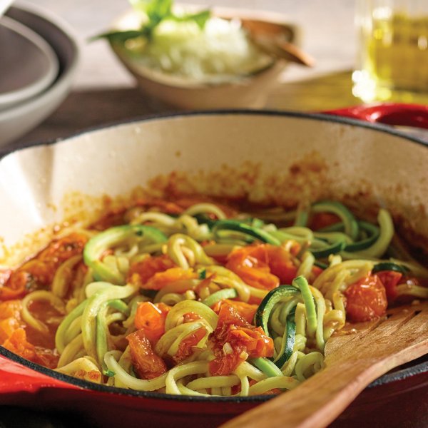 Zucchini Noodles with Simple Roasted Tomato Sauce