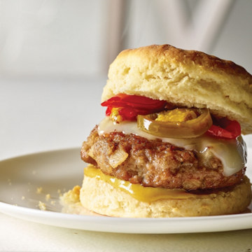 Sausage and Hash Brown Breakfast Burger