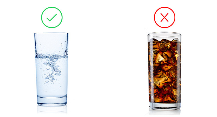 Water (instead of sugar-sweetened beverages)