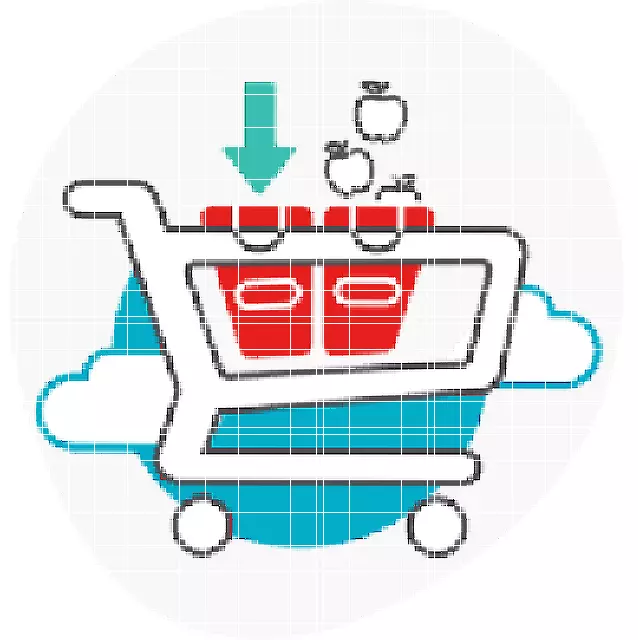 Shopping basket with items going into it