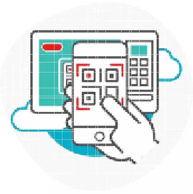 Phone scanning a QR code on a kiosk screen