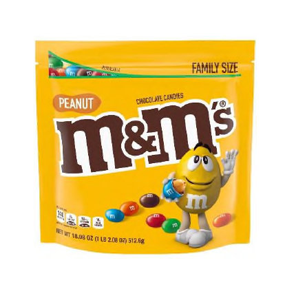 M&M's Peanut Milk Chocolate Candy, Family Size - 18.08 oz Bulk Bag 