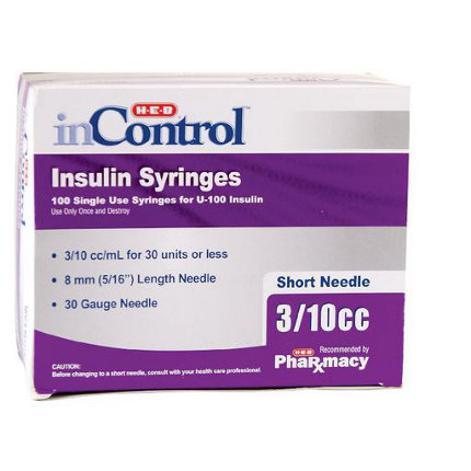 H E B Incontrol 31g 3 10ml 5 16 Insulin Syringe Short Needle Shop Needles At H E B