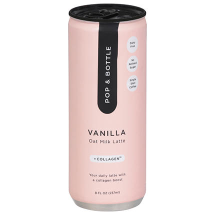 $1 off Pop & Bottle Oat Milk Latte, 8 oz., assorted