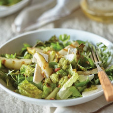 Grilled Pear and Romaine Salad with Olive & Mint Vinaigrette