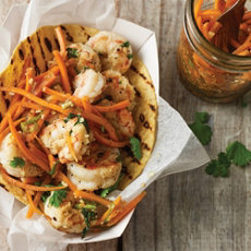 Grilled Shrimp Taco with Quick Carrot Kimchi
