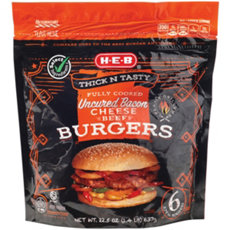 H-E-B Fully Cooked Bacon Cheese Burgers