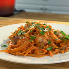 Quick One Pot Sausage Linguine