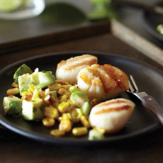 Scallops with Grilled Corn and Avocado Relish