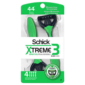 Schick Xtreme Sensitive 3-Blade Disposable Razors, 4 ct