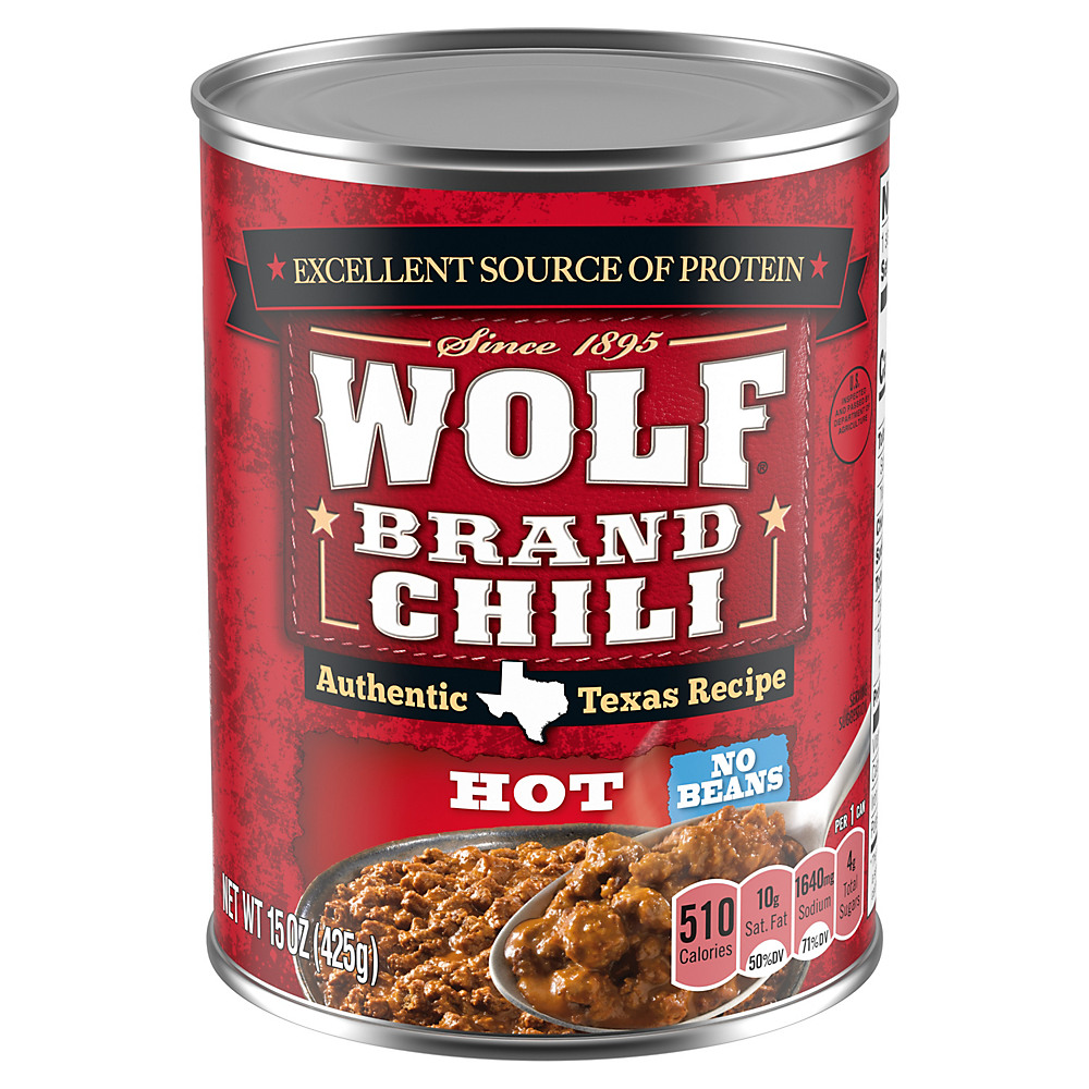 Calories in Wolf Hot Chili No Beans, 15 oz