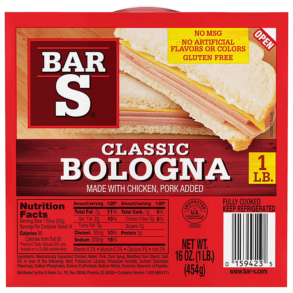 Calories in Bar S Classic Bologna, 16 oz