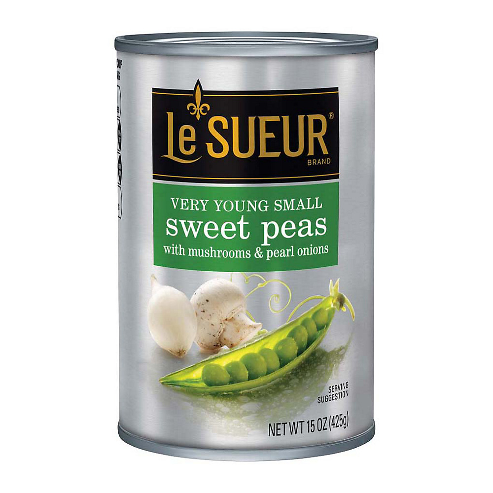 Calories in Le Sueur Very Young Small Sweet Peas With Mushrooms & Pearl Onions, 15 oz