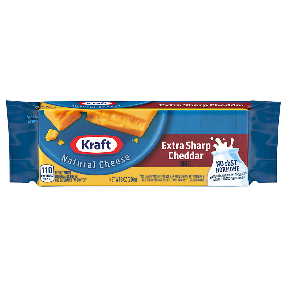 Calories in Kraft Natural Extra Sharp Cheddar Cheese, 8 oz