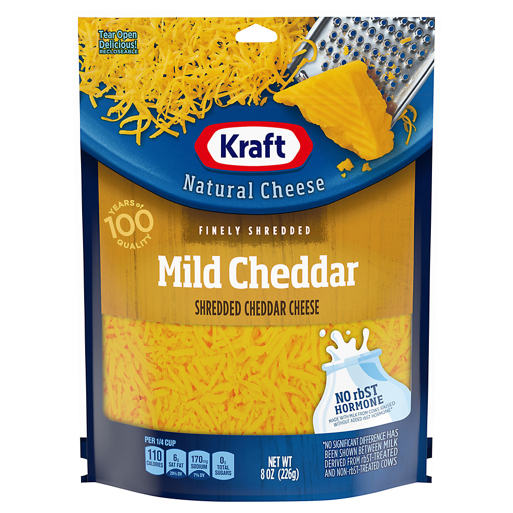 Calories in Kraft Mild Cheddar Cheese, Finely Shredded, 8 oz