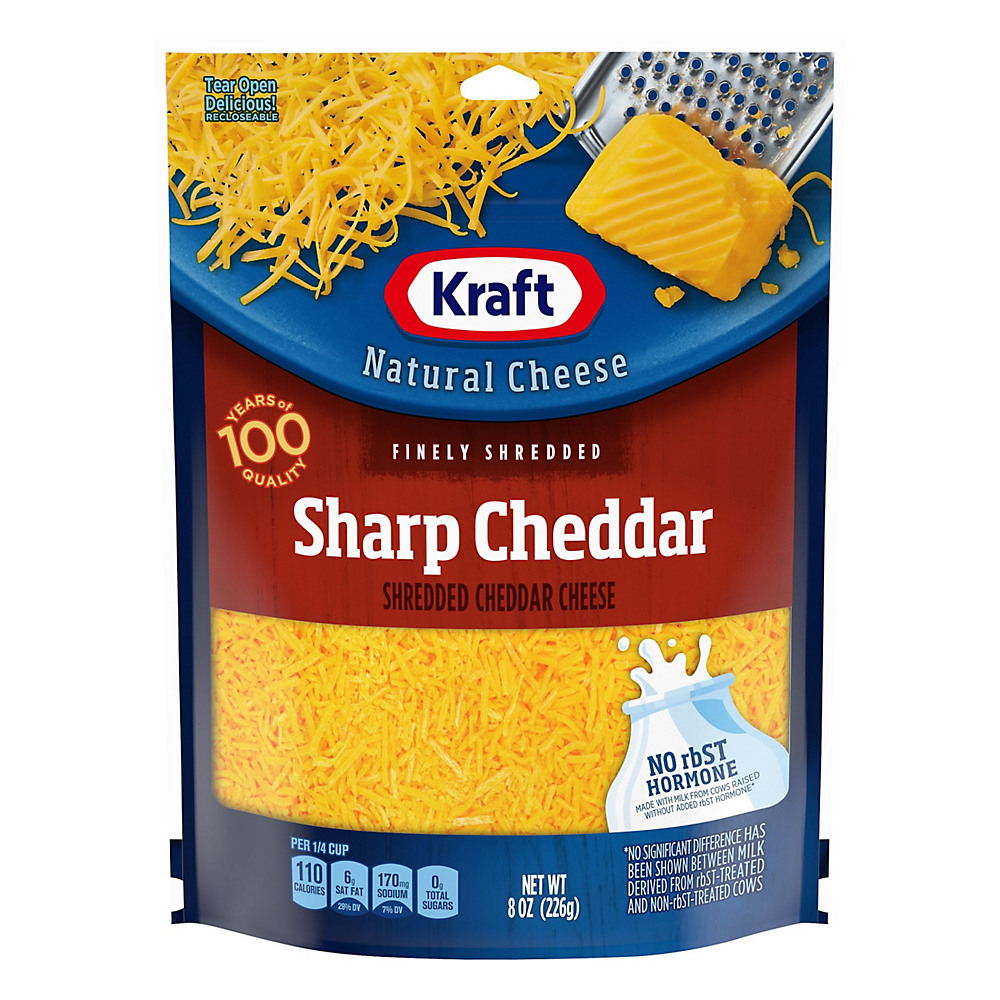 Calories in Kraft Sharp Cheddar Cheese, Finely Shredded, 8 oz