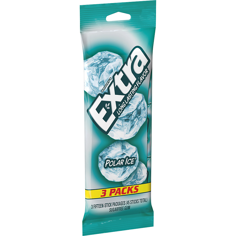 Calories in Extra Polar Ice Sugar Free Chewing Gum, 15 ct, 3 pk